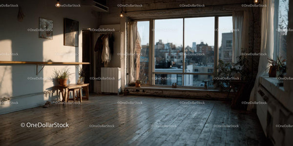 Sunlit Industrial Loft with Large Windows and City View