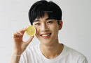 Young Man Smiling Holding Lemon Slice Healthy Citrus Fresh Feel