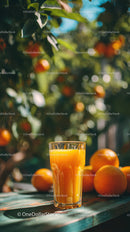 Freshly Squeezed Orange Juice in a Bright Outdoor Setting