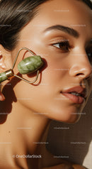 Close-Up of Woman Using Derma Roller for Skin Rejuvenation
