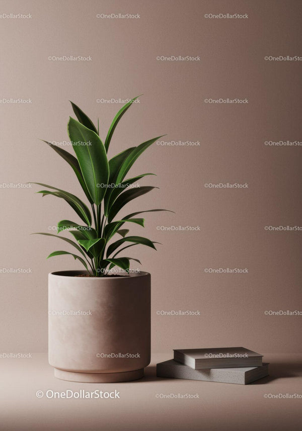 Green Indoor Plant in Large Pot with Minimalist Design