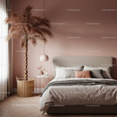 Elegant Modern Bedroom with Pink Accent Wall and Indoor Plant
