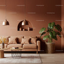 Cozy Modern Living Room with Beige Sofa and Green Monstera Plant