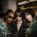 Vibrant Urban Nightlife Scene Featuring Trendy Young Women