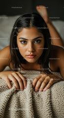 Close-up of a Young Woman with Brunette Hair and Gentle Expression