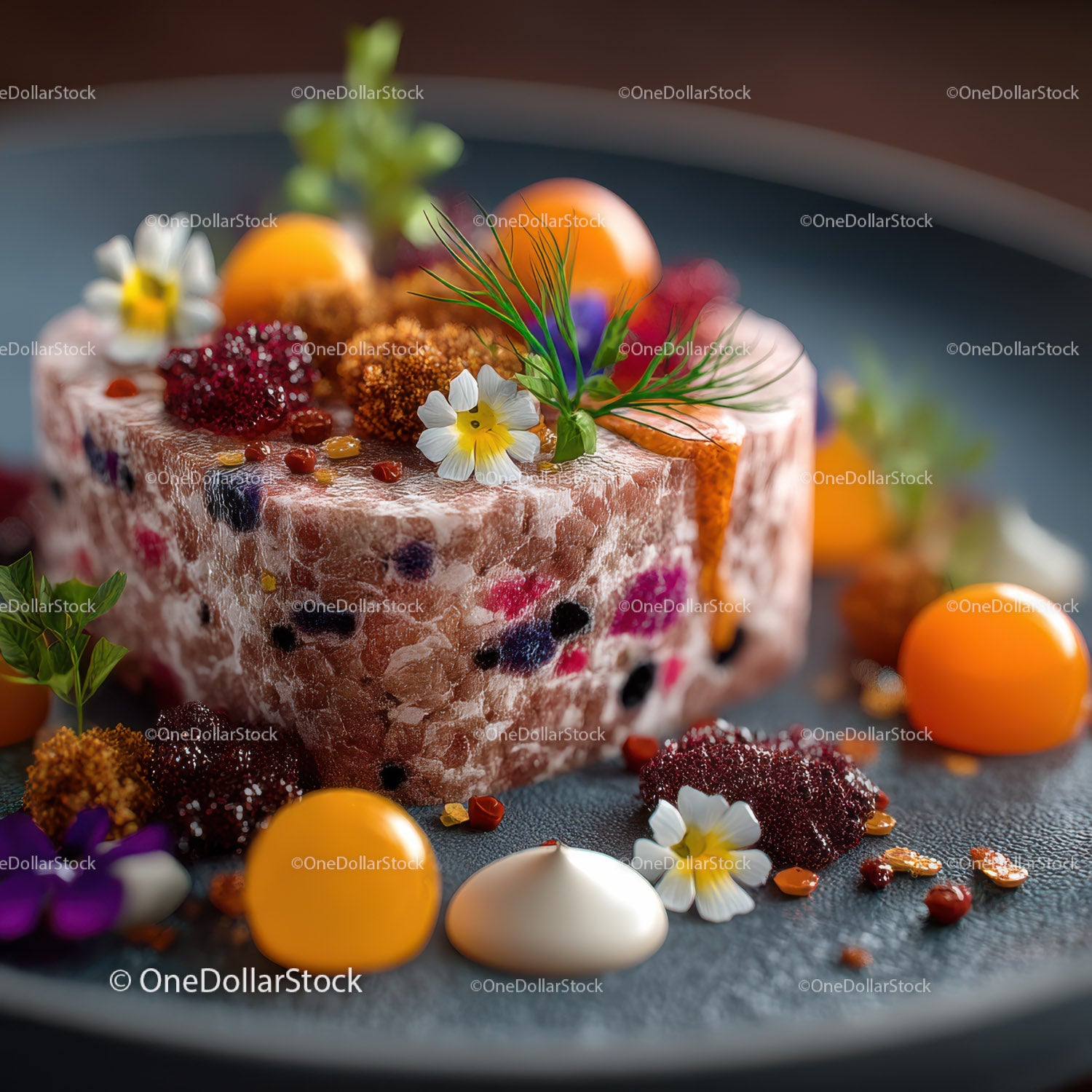 Elegant Berry and Edible Flower Fruit Cake with Gourmet Garnishes