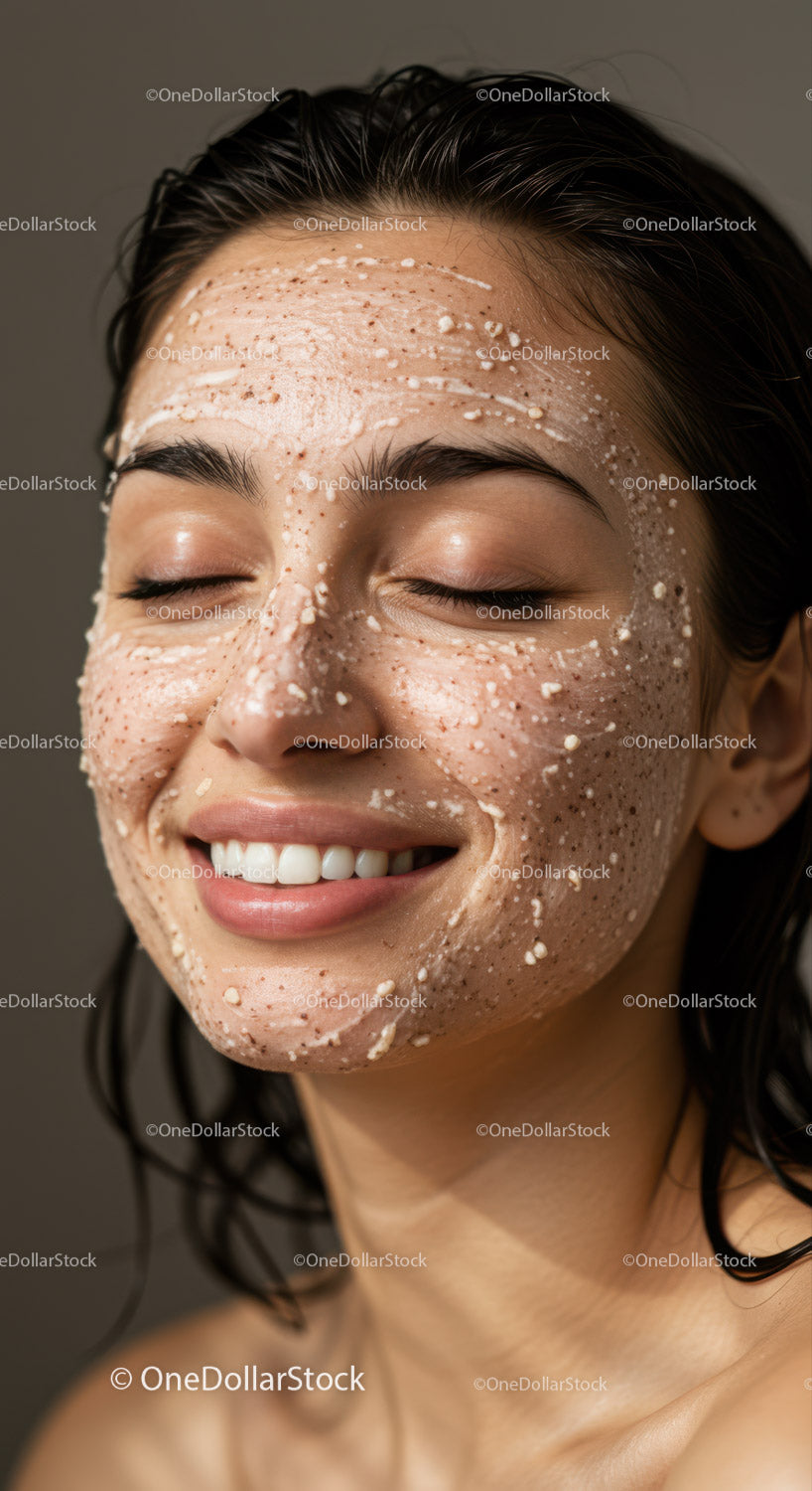 Woman with Skin Cleansing Face Mask Relaxing at Home