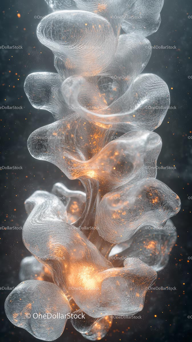 Abstract Glowing Ice Bubbles with Sparkling Light Effects