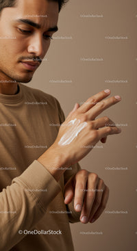 Male Young Man Applying Cream for Skincare Routine