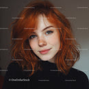Young Woman with Vibrant Red Hair and Clear Skin Close-Up Portrait