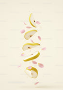 Floating Slices of Pear with Delicate Pink Petals