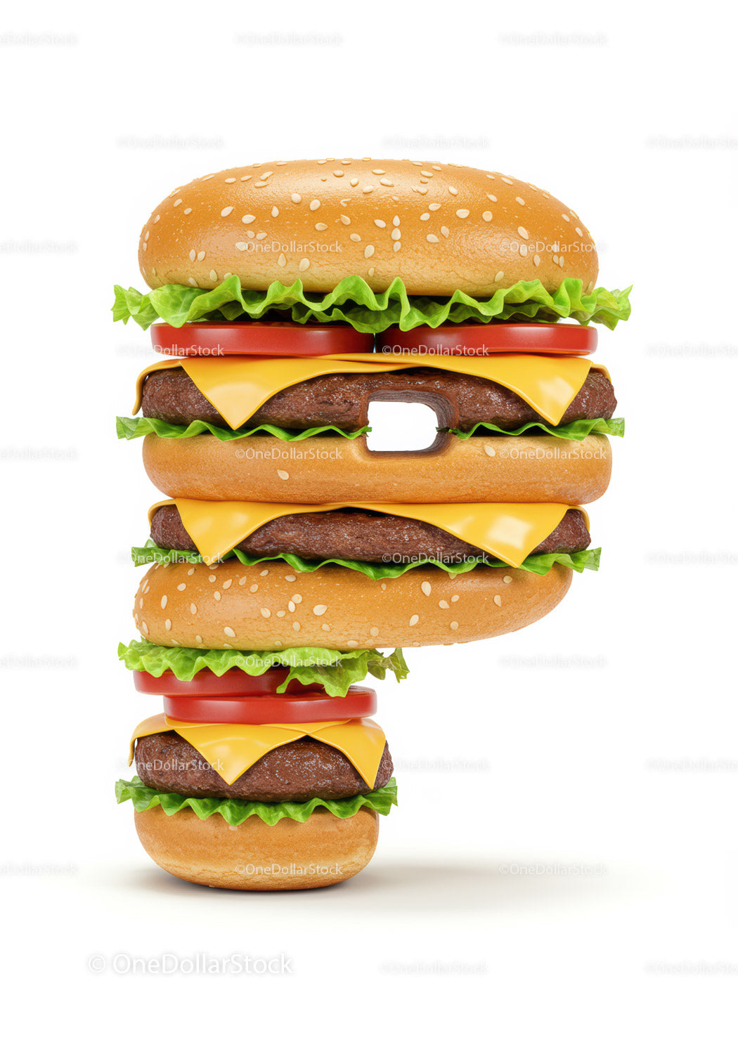 Creative hamburger shaped as a dollar sign with fresh ingredients