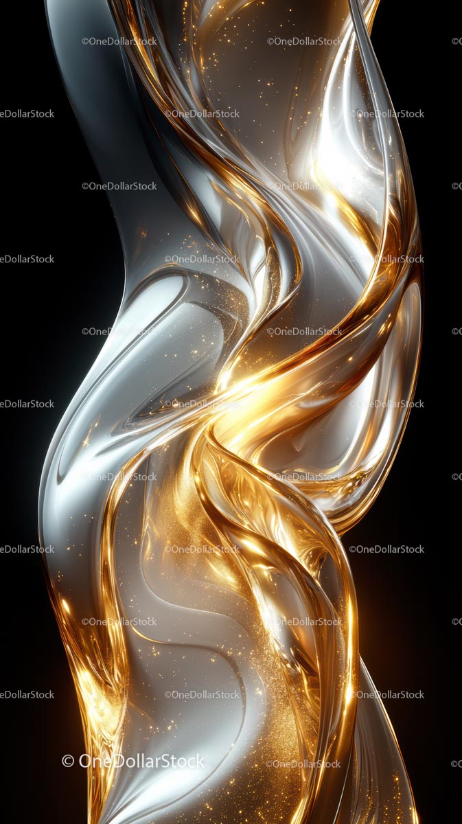 Elegant Metallic Swirl Abstract Background with Gold and Silver Tones