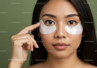 Young Woman with Eye Patches Skin Care Facial Treatment
