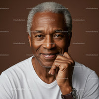 Confident Elderly Man Portrait with Gray Hair and Warm Smile