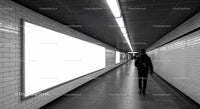 Minimalist Subway Tunnel with Tiled Walls and Modern Lighting