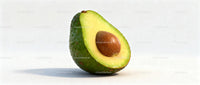 Fresh avocado half with large brown seed