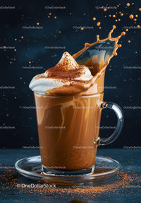 Splash of Creamy Coffee with Whipped Foam and Cocoa