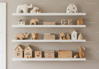 Cute Wooden Nursery Decor with Animal and Star Toys for Kids Room