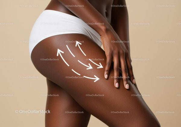 Smooth Skin Thigh with Hand Touch and Body Wellness Illustration