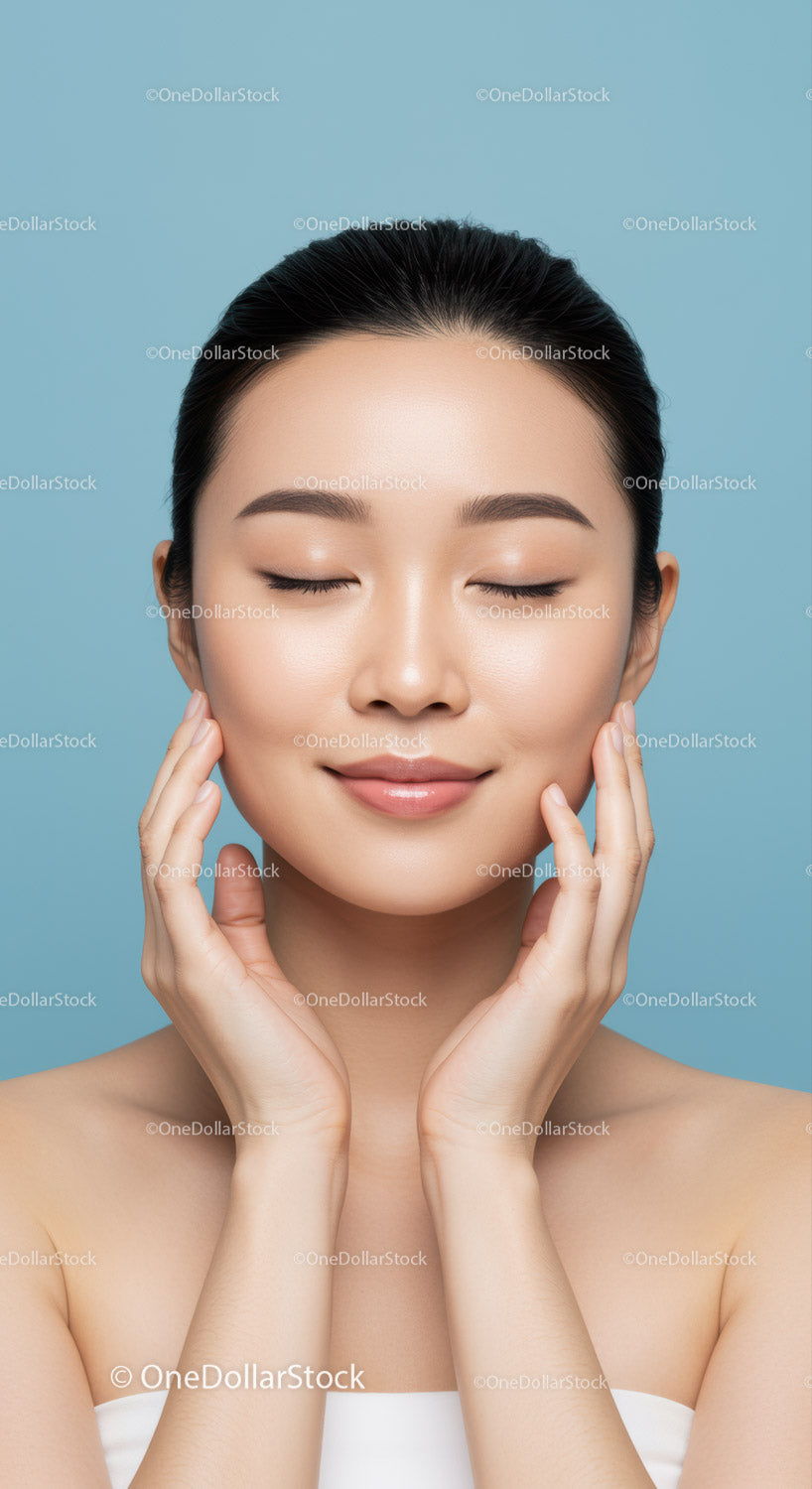Portrait of a Young Woman with Clear Glowing Skin and Relaxed Expression