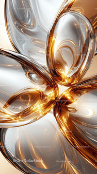Abstract Metallic Glass Sculpture with Flowing Curves and Reflective Surfaces