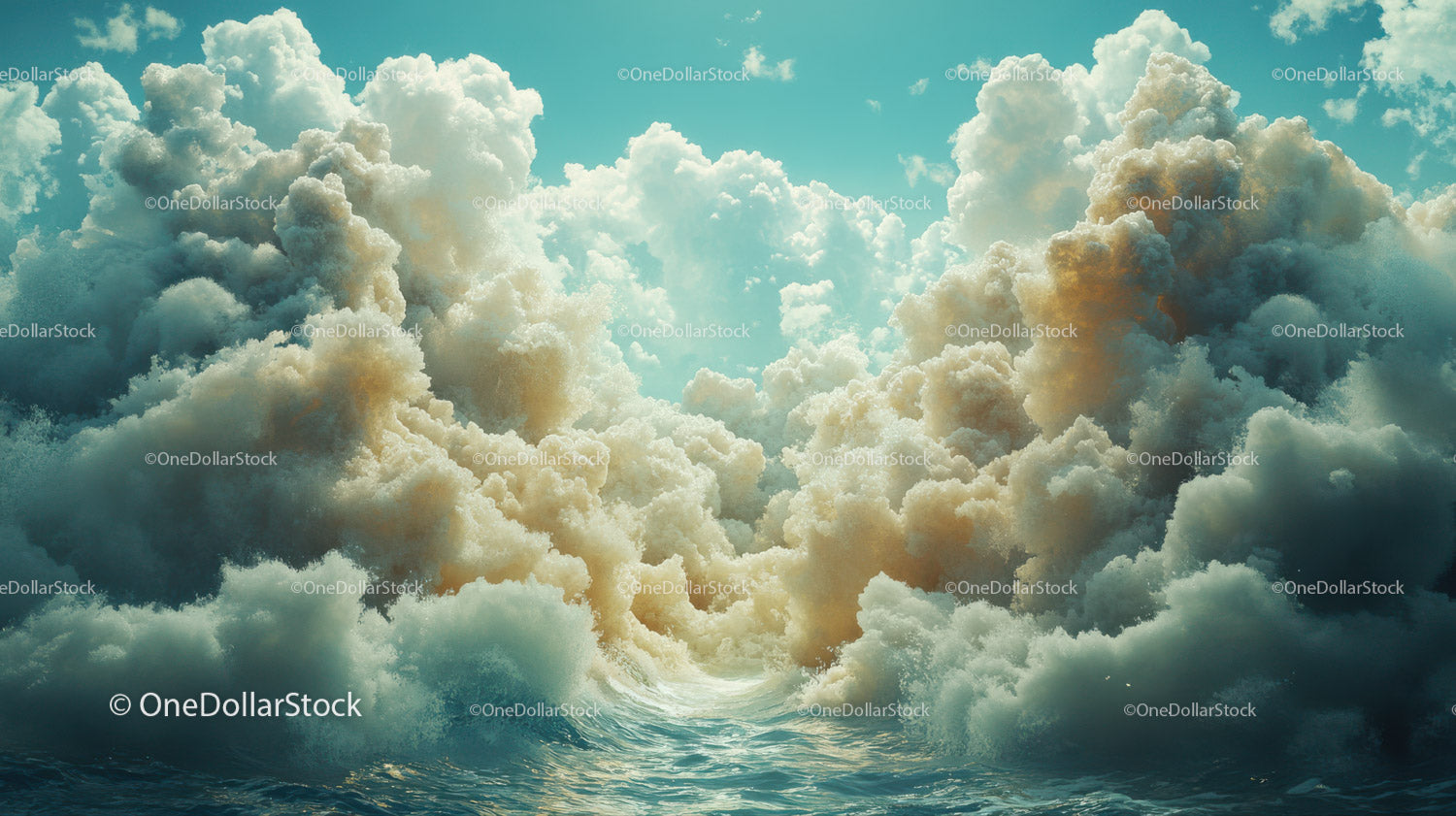 Majestic Stormy Sky Over Turbulent Ocean with Massive Waves