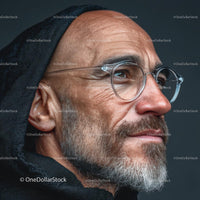 Mature Man with Glasses and a Thoughtful Expression in Portrait