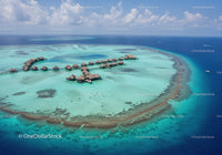 Overwater Bungalows and Turquoise Lagoon in a Tropical Island Paradise