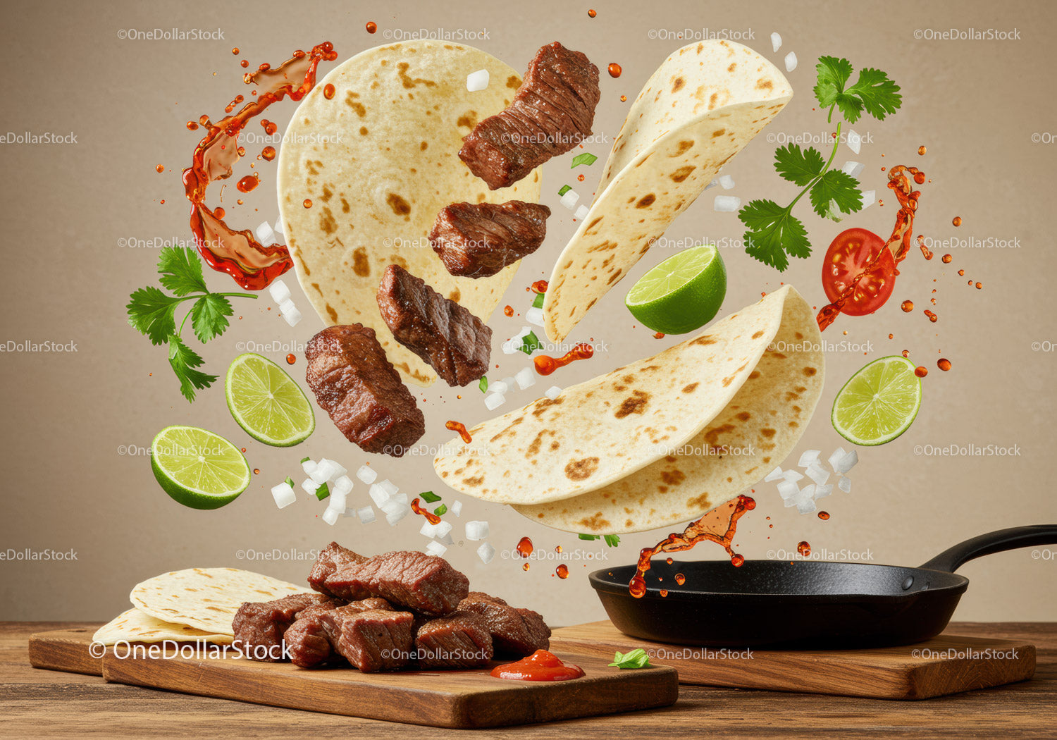 Tacos z grillowanym stekiem, świeżą limonką i ziołami