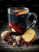 Mulled Wine with Spices and Citrus in Rustic Setting