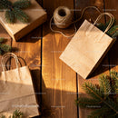 Natural Kraft Paper Bags and Wrapped Gift with Pine Branches JPG Mockup Image preview