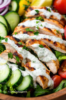 Grilled Chicken Salad with Fresh Vegetables and Herb Dressing