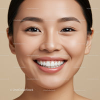Close up portrait of happy woman with radiant smile