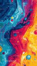 Vivid Abstract Fluid Art with Bright Color Swirls