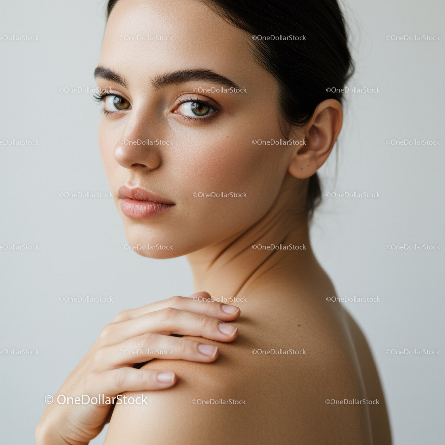 Elegant Woman with Flawless Skin Close-Up Portrait