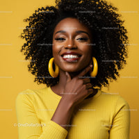 Vibrant African American Woman with Curly Hair and Bright Smile