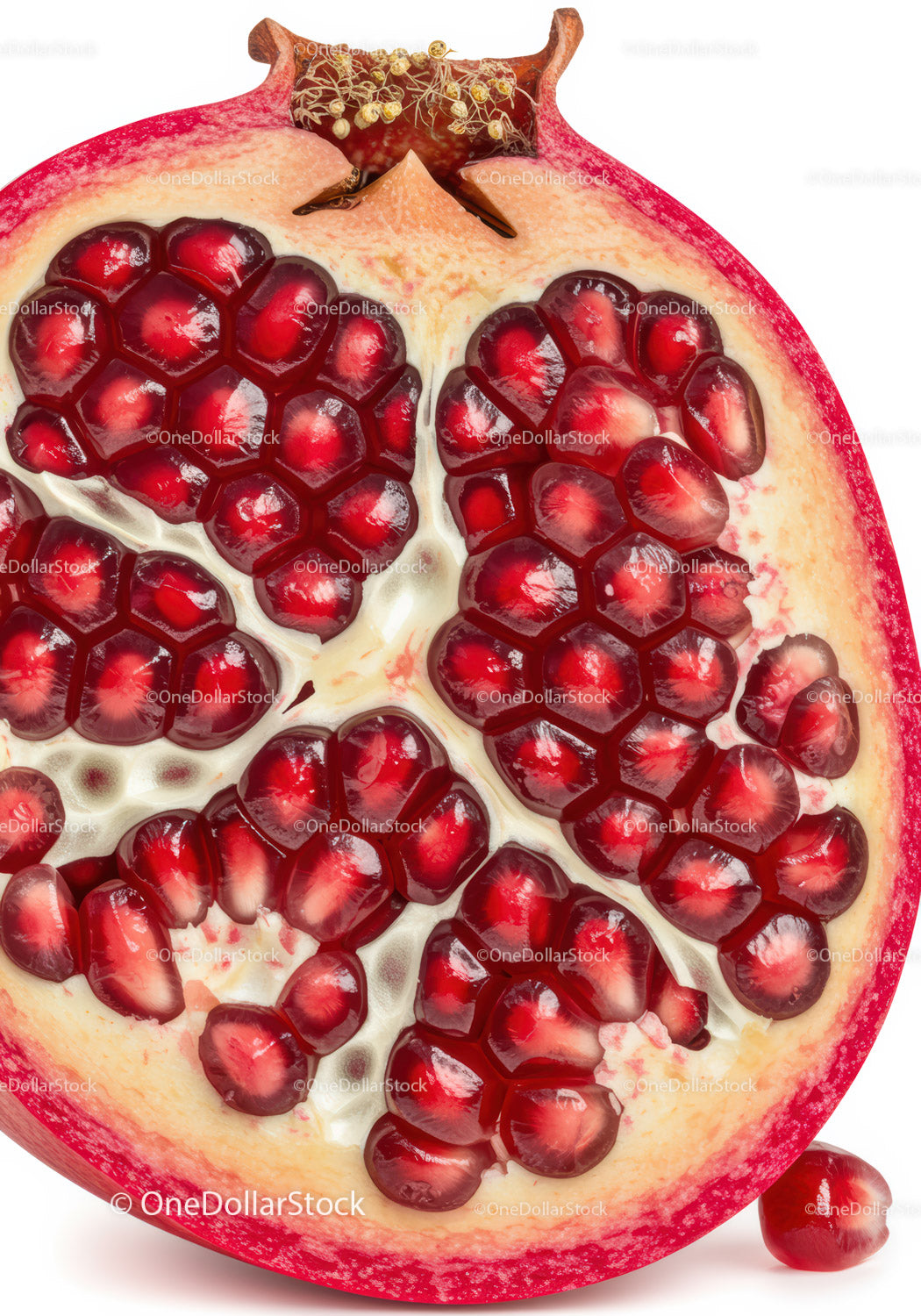 Zbliżenie świeżych pestek granatu o żywych kolorach