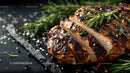 Grilled Beef Ribs with Fresh Green Herbs on Plate
