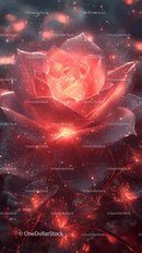 Glowing Red Rose in Fantasy Luminescent Floral Art