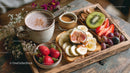 Fresh Fruit and Toast Breakfast with Coffee and Hot Chocolate