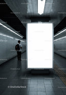 Minimalist Subway Tunnel with Tiled Walls and Modern Lighting