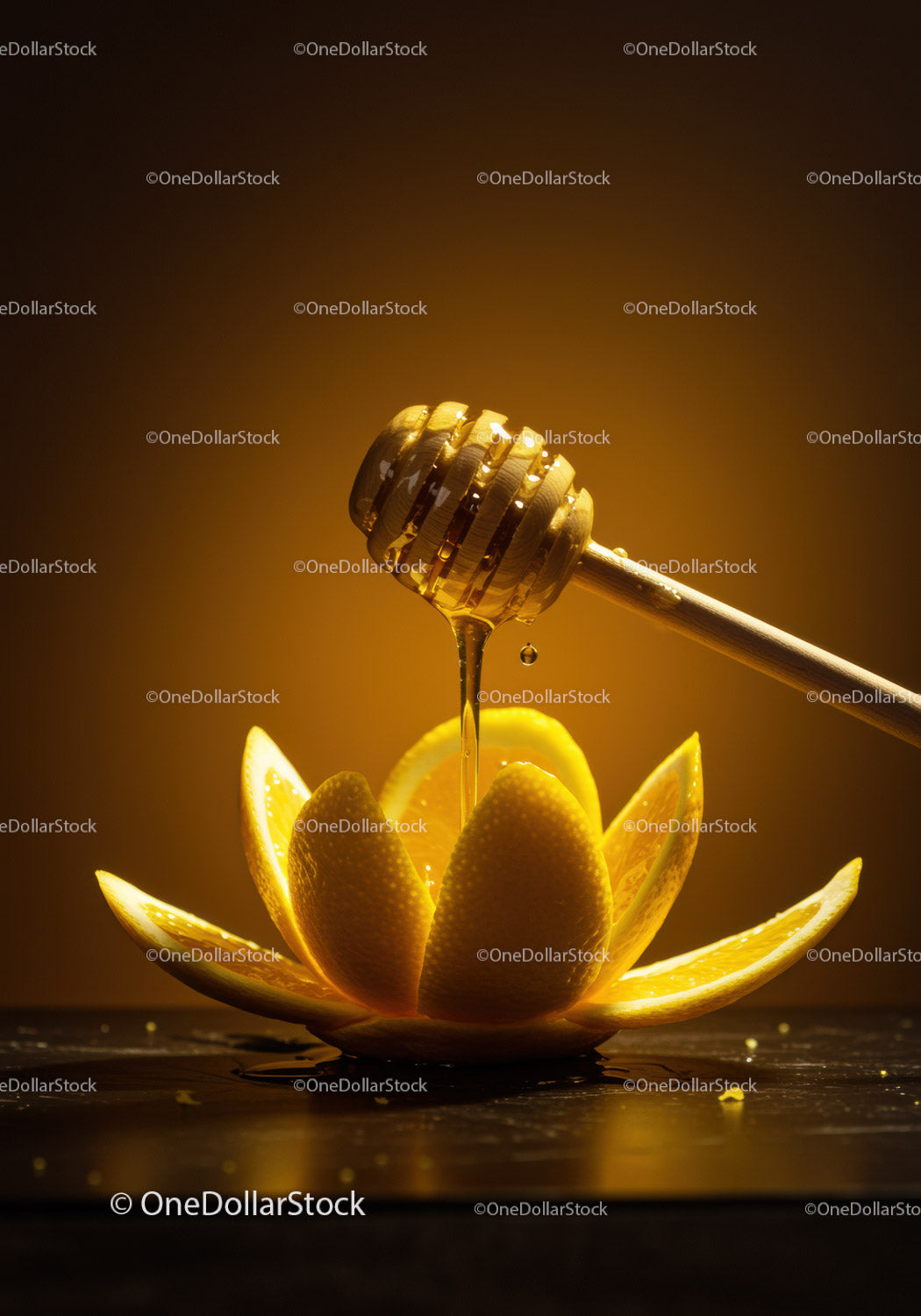 Honey Drizzling Over Artfully Cut Orange Slices