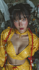 Vibrant Young Woman in Yellow Outfit with Wet Hair in Urban Setting