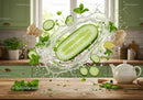 Refreshing cucumber and ginger splash with fresh herbs