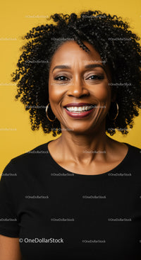 Confident Smiling African American Woman with Curly Hair