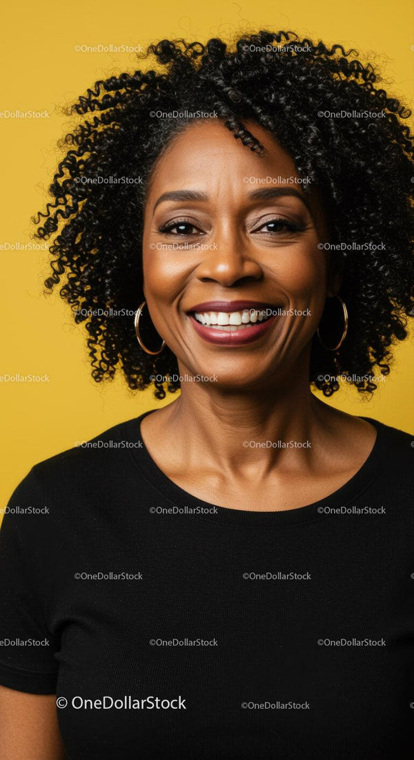 Confident Smiling African American Woman with Curly Hair