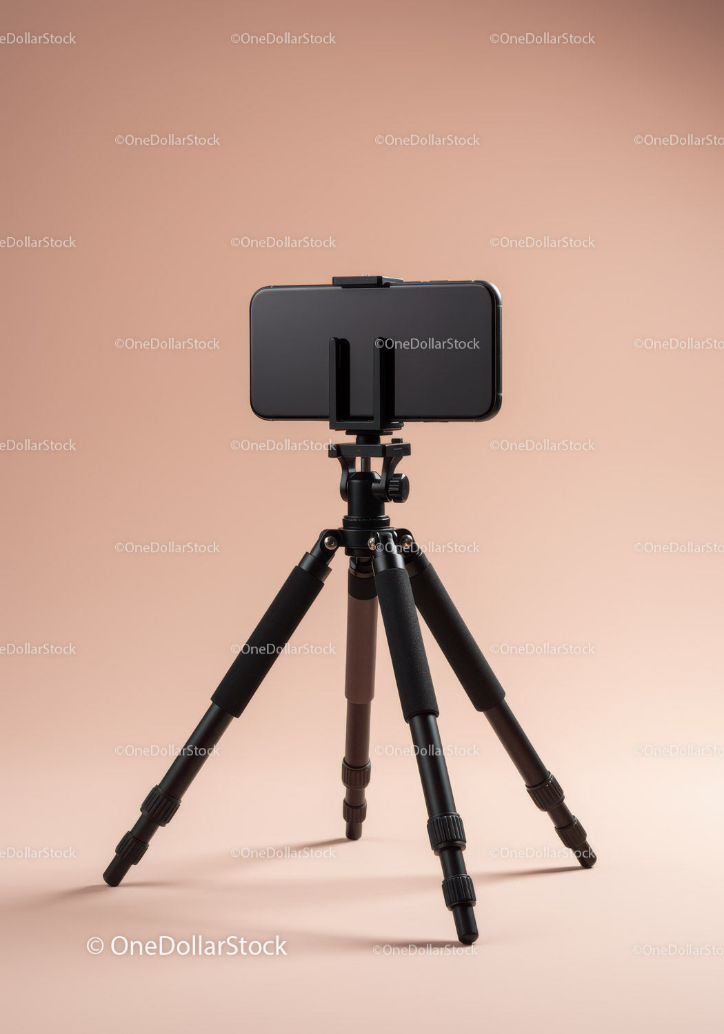 Smartphone Mounted on Tripod for Mobile Photography or Video