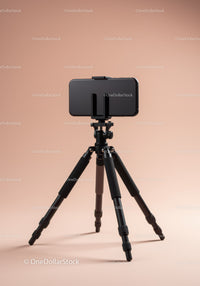 Smartphone Mounted on Tripod for Mobile Photography or Video
