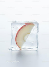 Fresh Apple Slice Frozen Inside Clear Ice Cube